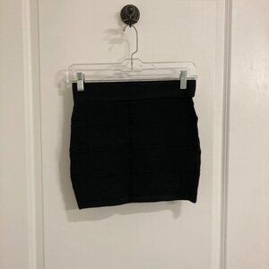 Black Ribbed Pencil Skirt